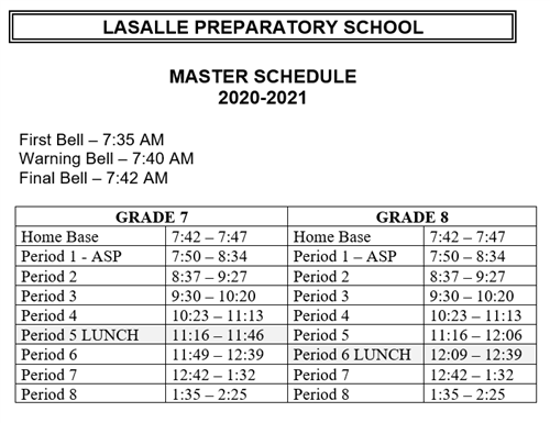 Master Schedule 